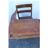 Image 3 : ** Antique Wooden School Desk (Some Wear) & Wooden School Desk Top w/Cast Iron Base