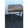 Image 5 : ** Antique Wooden School Desk (Some Wear) & Wooden School Desk Top w/Cast Iron Base