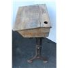 Image 8 : ** Antique Wooden School Desk (Some Wear) & Wooden School Desk Top w/Cast Iron Base