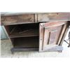 Image 2 : ** Turn of the Century Tiger Oak Buffet Hutch & Mirrored Hutch Top - Needs Repair - 48" x 21" (Botto