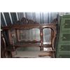 Image 4 : ** Turn of the Century Tiger Oak Buffet Hutch & Mirrored Hutch Top - Needs Repair - 48" x 21" (Botto