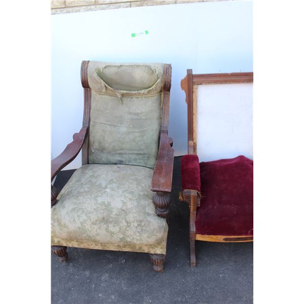 ** (2) Vintage Upholstered Chairs - Needs Repair