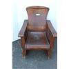 Image 1 : ** Antique Wooden Rocking Chair w/ Character Engraving - Some Damage on Back Leg