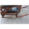 Image 5 : ** Antique Leather Upholstered Rocking Chair - Leg Damage as pictured
