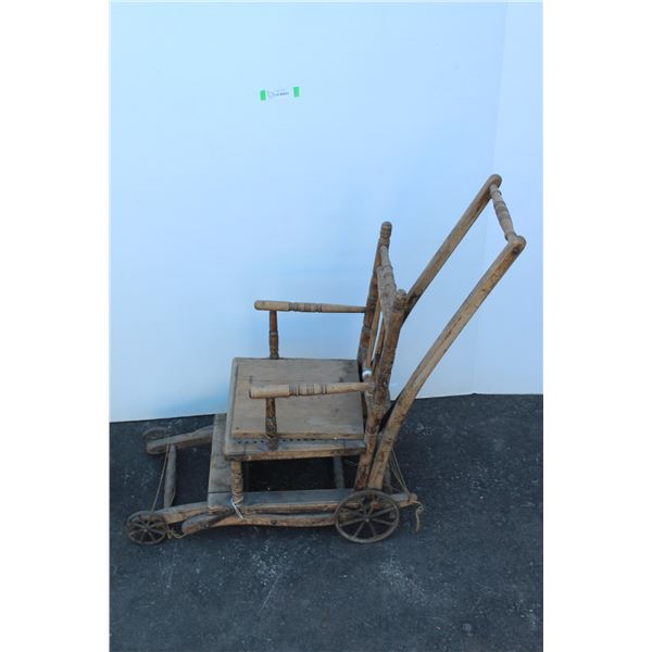 ** Antique Wooden Children's Stroller - Needs Repair