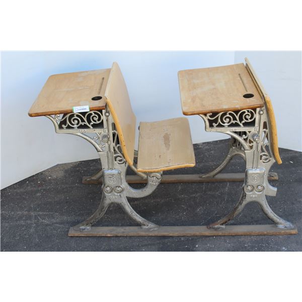** Antique School Bench Set - 40" x 20" x 28" Tall