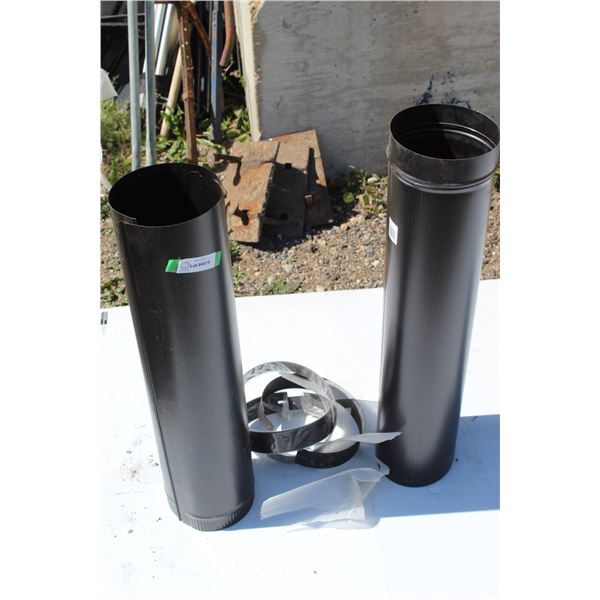 ** Black 7" Wood Burning Stove Pipe - (2) Sleeves -28" Tall & (3) Clamps