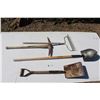 Image 1 : ** (2) Square Mouth Shovel, Rake, & Pick Axe
