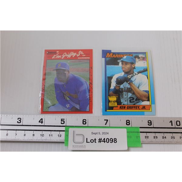 (2) Ken Griffey Jr. Rookie Baseball Trading Cards (Topps & Donruss)