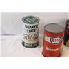 Image 2 : (4) Vintage Oil Cans - Esso & Quaker State & Texaco - Full Un-Opened