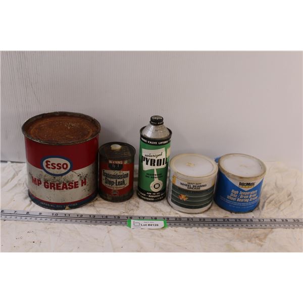 (5) Vintage Oil Cans - Massey Ferguson, Esso, Wynns - Full Un-Opened