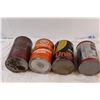 Image 4 : (4) Vintage Oil Cans - Esso, Turbo, Gulf - Full Un-Opened