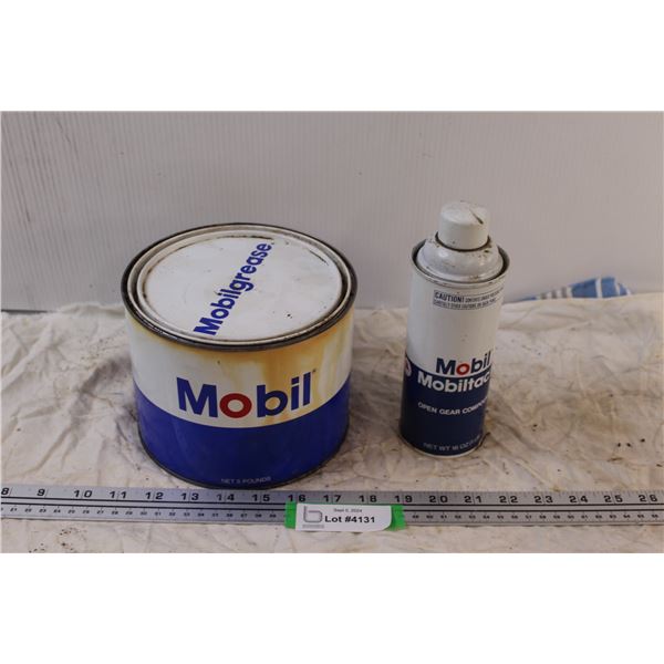 (2) Vintage Cans: Mobil Grease & Mobil Gear Lube - Has Contents