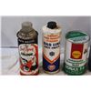 Image 2 : (7) Vintage Vehicle Fluid Cans: Gulf, Motomaster, Kleen-Flo, Shell - Some Have Contents, Some Empty
