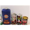 Image 3 : (7) Vintage Vehicle Fluid Cans: Gulf, Motomaster, Kleen-Flo, Shell - Some Have Contents, Some Empty
