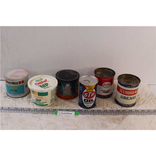 (7) Vintage Vehicle Fluid Cans: Castrol, STP, St. Lawrence, Esso - Have Contents
