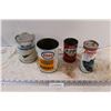 Image 1 : (4) Vintage Oil Cans: Mobil, Esso, Castrol - (3) Empty, (1) Full