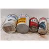 Image 4 : (4) Vintage Oil Cans: Mobil, Esso, Castrol - (3) Empty, (1) Full