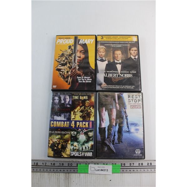 (4) Assorted DVD Movies - Proud Mary, Rest Stop and Combat 4 Pack