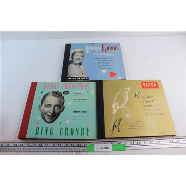 (3)  Vinyl Record Albums - Bing Crosby, Evelyn Knight and Golden Voiced Canaries