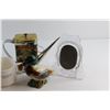 Image 2 : (2) Godiva Mugs, Glass Picture Frame 5'' x 3 1.5'' and Assorted Items