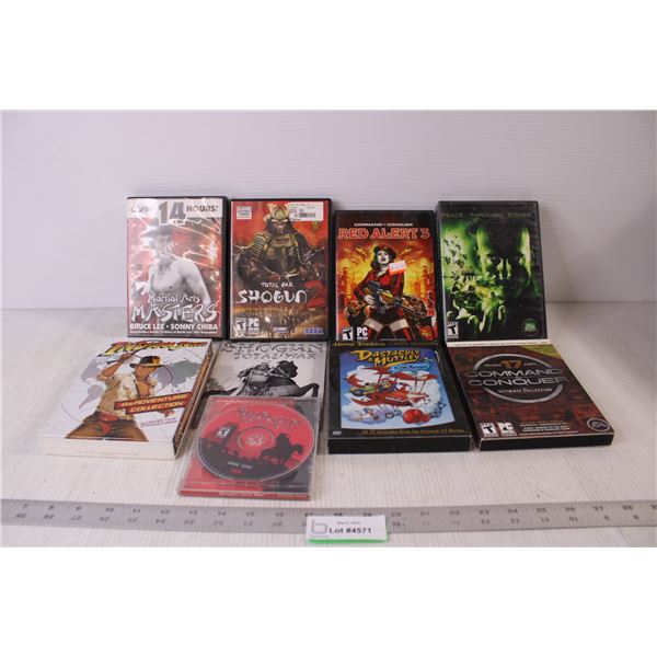 (5) PC Video Games - Peace through Power, Shogun Total War ; (2) DVD Sets - Indiana Jones and Dastar