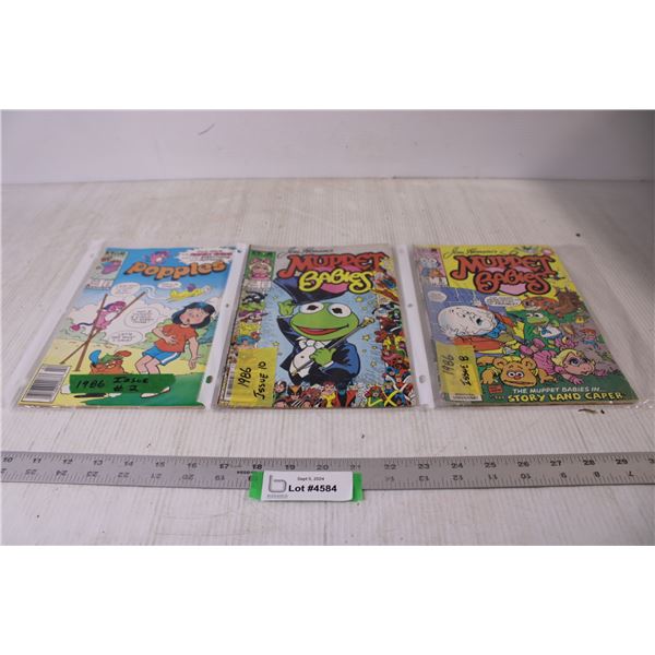 (3) Marvel Star Comics - (2) 1986 Muppet Babies Comics and 1986 Popples Comic