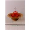 Image 1 : Asian Themed Decanter and Glass Set on Myrtlewood Stand