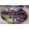 Image 5 : Set of Candle Holders, Wooden Bowl, Bird Ornament, Decorative Tractor Plate (Repaired)