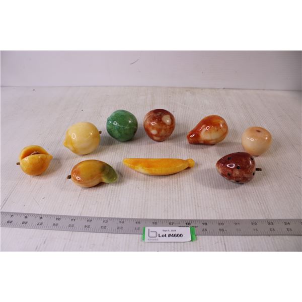 (9) Decorative Pieces of Fruit Made of Stone