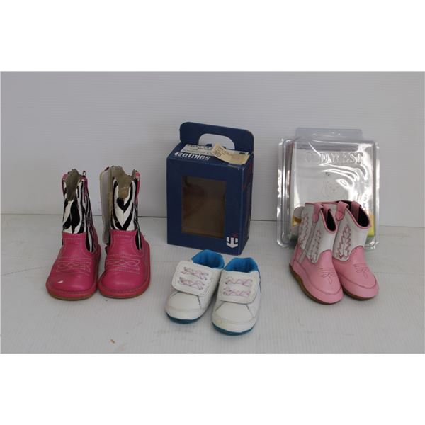 (3) Pairs of Infant Shoes and Cowgirl Boots - Sizes 2 and 3 - New