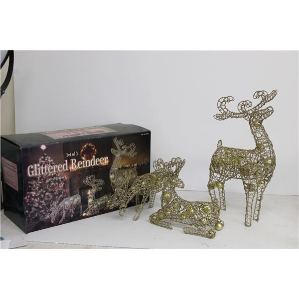 Set of (3) Glittered Reindeer