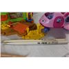 Image 4 : Vic Virth Thomas Lang Drumsticks, Artificial Skull, Toy Plane, (2) Little People Shops, Barbie