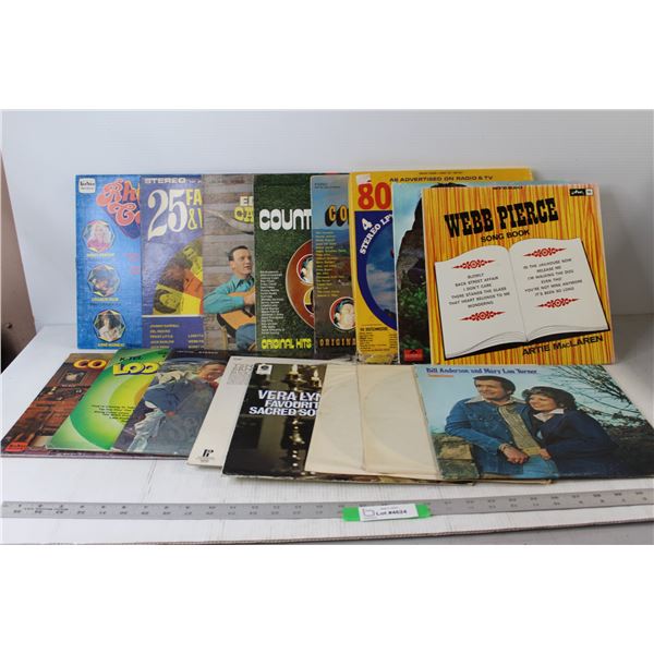 (16) Assorted Records - Looney Tunes, Country and Western Greats, 80 Polka Hits, etc.