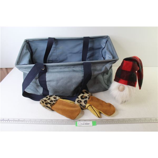 Handled Carry Bag - Door Stop Weighted Head - Leather Mitts (sm size)