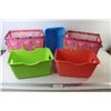 Image 1 : (2) Wire Framed Cloth Baskets - (3) Plastic Bins