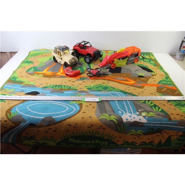 Children's Play Carpet (39" x 36") - Plastic Toys - Hot Wheels Car Launcher