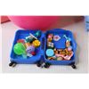 Image 3 : Metal Pail - Fuzzy Chair Cushion - Lunch Bag - Assortment of Small Toys