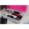 Image 4 : Power Bar w/USB Charge - Plastic Container of Pens & Sharpies - Extension Cord - Backpack