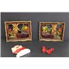 Image 1 : (4) Chalkware and Ceramic Wall Hanging Decorations - Butterfly, Sailing Ship and Windmill View
