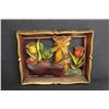 Image 2 : (4) Chalkware and Ceramic Wall Hanging Decorations - Butterfly, Sailing Ship and Windmill View