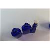 Image 3 : (3)  Blue Glass Bottles and Sugar Jar