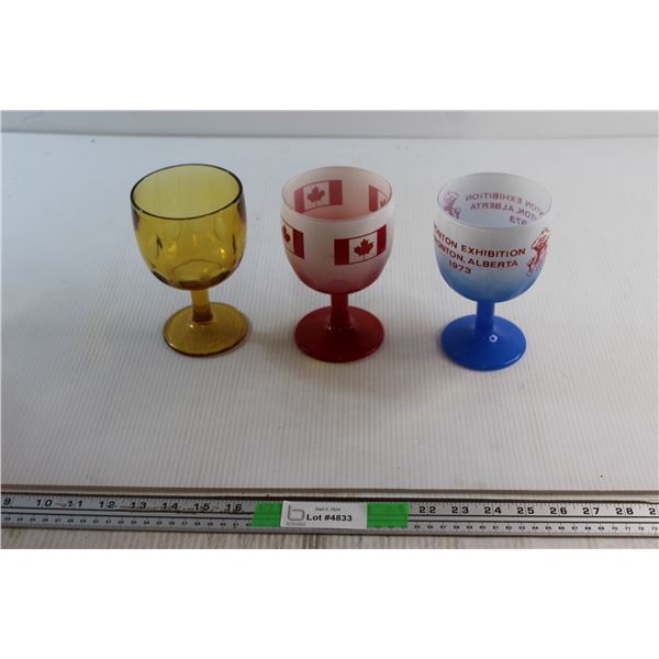 (3) Glass Goblets - Canada, Amber Glass and Edmonton Exhibition