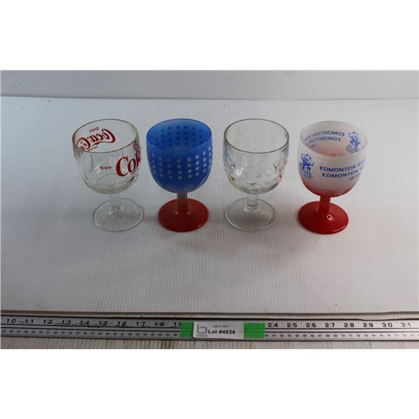 (4) Glass Goblets - Coca Cola, USA and Edmonton Exhibition