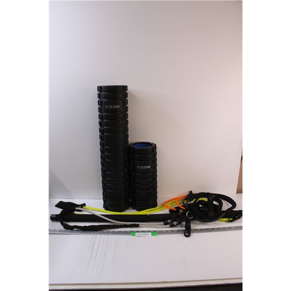 (2) Back Rollers, (4) Tension Exercise Ropes