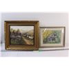 Image 1 : (2) Cabin Landscape Picture (Painting -17" x 15" & Print - 14" x 11")