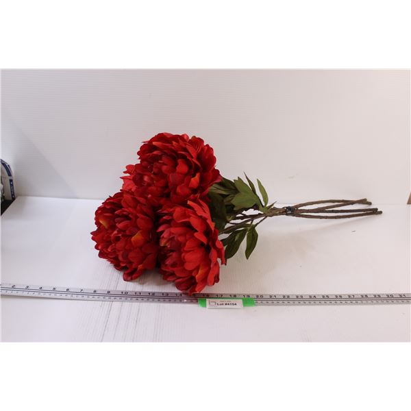 (4) Red Faux Flower Bunch - 28" Tall Approx