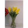 Image 3 : (2) Bunches of Faux Tulips (Red & Yellow) in Glass Vases - 14" Tall Tulips