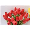 Image 4 : (2) Bunches of Faux Tulips (Red & Yellow) in Glass Vases - 14" Tall Tulips