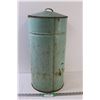 Image 1 : Green Metal Flour Bin w/Lid - 22" x 11" - Some Wear